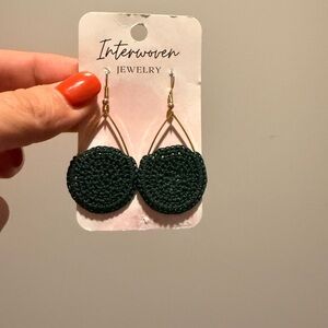 Dark green woven Earrings